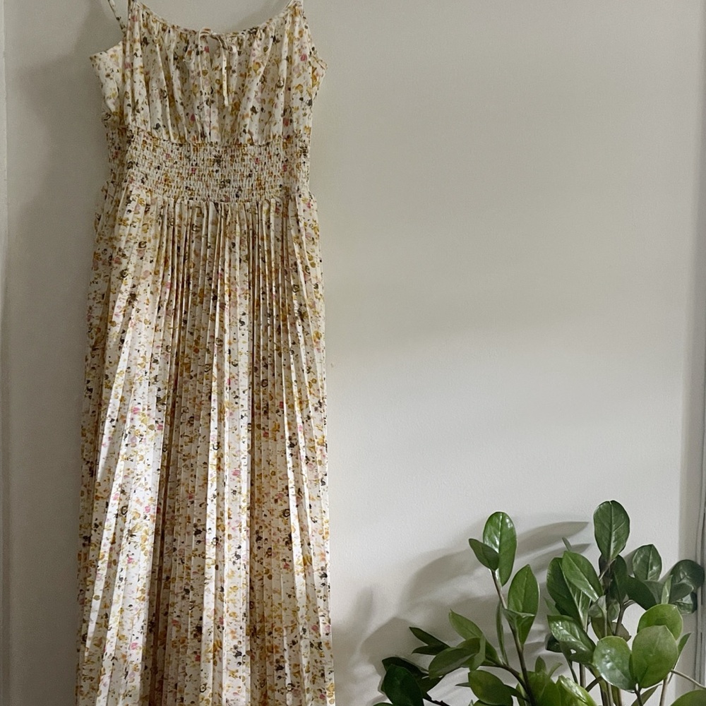 J. Crew Smocked Waist Pleated Dress in Soft Posies